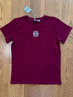 Loewe Burgundy Short Sleeve Logo Tee